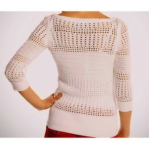WHITE HOUSE BLACK MARKET Crochet Knit Sweater
